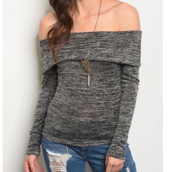 Sweaters - Charcoal grey off the shoulder sweater EUC